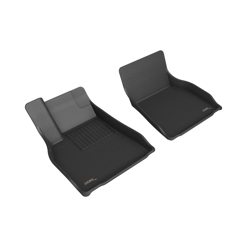 Tesla Model S Floor Mats - Front - 3D MAXpider - Kagu - Black - `21-`23 Tesla Model S Floor Mats - Front - 3D MAXpider - Kagu - Black - `21-`23